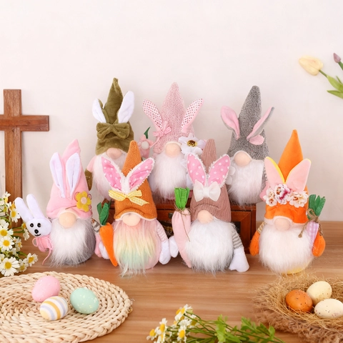 Gnomo Pasquale di Peluche Fatto a Mano Tomte Scandinavo Senza Volto Con Orecchie da Coniglio Per Decorazione Domestica Regalo