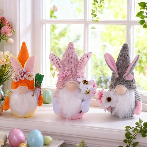 Gnomo Pasquale di Peluche Fatto a Mano Tomte Scandinavo Senza Volto Con Orecchie da Coniglio Per Decorazione Domestica Regalo