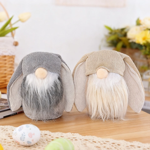 Easter Bunny Gnome Plush Decoration Long Knitted Ears Faceless Elf Doll For Home Table Ornament Festival Party Gift
