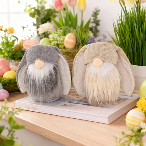 Easter Bunny Gnome Plush Decoration Long Knitted Ears Faceless Elf Doll For Home Table Ornament Festival Party Gift