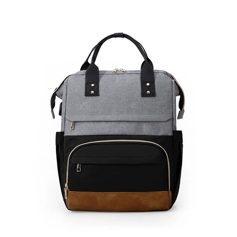 Sac À Dos De Mode Oxford Imperméable Grande Capacité Sac Laptop Port USB Color Block Voyage D'affaires Femmes