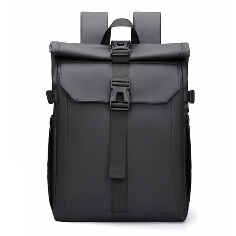 Zaino Roll-top Da Uomo PU Impermeabile Grande Capacità Computer Viaggio Casual Pendolare Urbano Techwear Fibbia