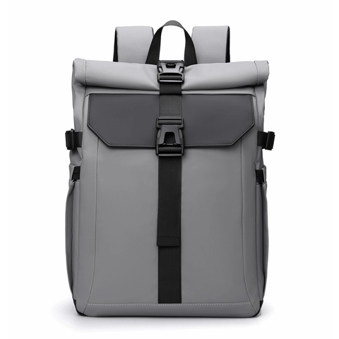 Zaino Roll-top Da Uomo PU Impermeabile Grande Capacità Computer Viaggio Casual Pendolare Urbano Techwear Fibbia