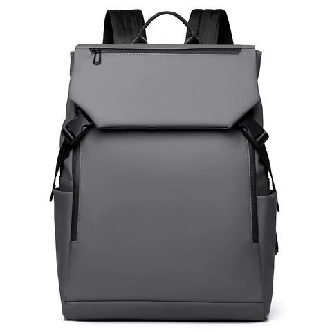 Zaino Casual Per Laptop Pelle PU Impermeabile Design Fibbia Con Patta Business Viaggio Scuola Minimalista Unisex
