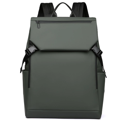 Zaino Casual Per Laptop Pelle PU Impermeabile Design Fibbia Con Patta Business Viaggio Scuola Minimalista Unisex