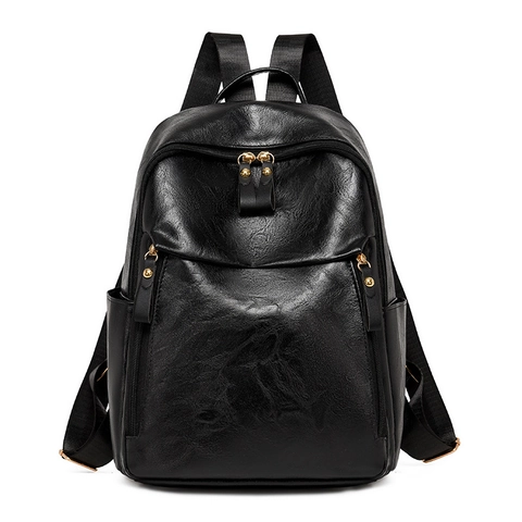 Women's Backpack PU Leather Vintage Multi Pocket Casual Schoolbag Trendy Waterproof Large Capacity Shoulder Bag