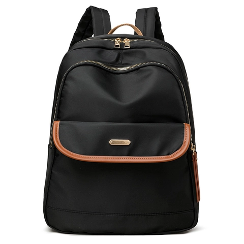 Zaino Da Donna Nylon Resistente All'acqua Grande Capacità Moda Casual Borsa Da Scuola Urbano Minimalista Con Finiture In Pelle Cerniera Dorata