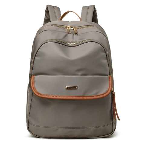 Zaino Da Donna Nylon Resistente All'acqua Grande Capacità Moda Casual Borsa Da Scuola Urbano Minimalista Con Finiture In Pelle Cerniera Dorata
