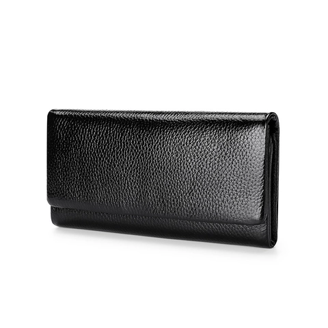 Portafoglio Lungo Da Donna In Vera Pelle Grana Litchi Grande Capacità Porta Carte Tasca Per Telefono Blocco RFID Clutch