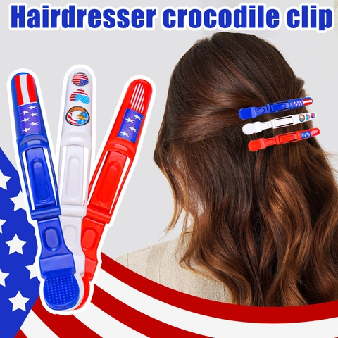Independence Day American Flag Alligator Hair Clips Patriotic Stars Stripes Crocodile Clips July 4th Party Accessories Women