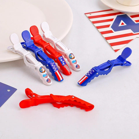 Independence Day American Flag Alligator Hair Clips Patriotic Stars Stripes Crocodile Clips July 4th Party Accessories Women