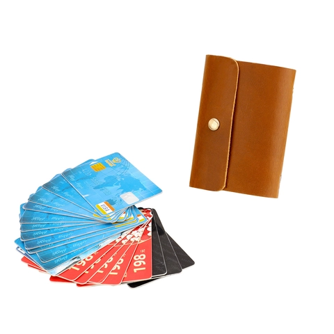 Porte-Cartes En Cuir De Vachette Véritable Multi-Fentes Étui De Carte De Crédit Bouton Pression Portefeuille Vintage RFID