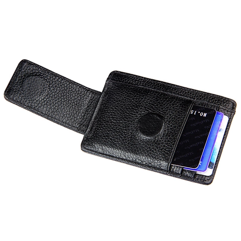 RFID Blocking Genuine Leather Slim Card Holder Wallet For Men Women Litchi Grain Cowhide Money Clip ID Window Minimalist Business