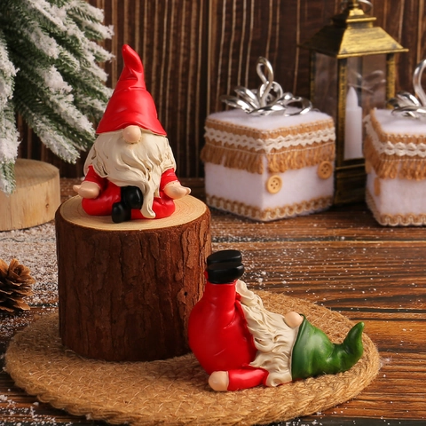 Weihnachtswichtel Figur Harz Yoga Pose Nordischer Zwerg Tomte Feiertag Desktop Dekostatue Sitzend Liegend Ornament