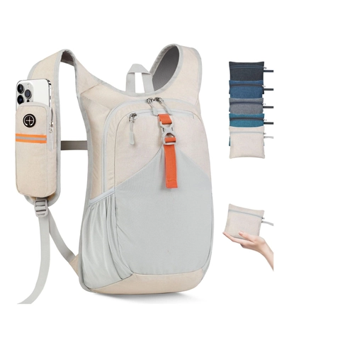 Outdoor Foldable Backpack Lightweight Water Resistant Polyester Cycling Sports Bag With Phone Pocket Reflective Hiking Daypack