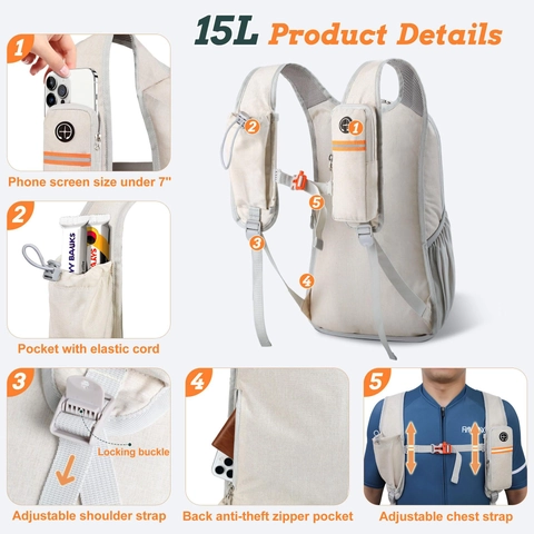 Outdoor Foldable Backpack Lightweight Water Resistant Polyester Cycling Sports Bag With Phone Pocket Reflective Hiking Daypack