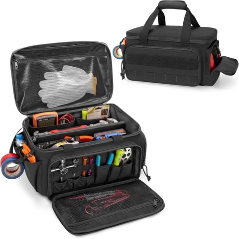 Multi Functional Canvas Tool Storage Bag Wear Resistant Heavy Duty Handbag For Men Outdoor Camping Electrician Pouch Organizer
