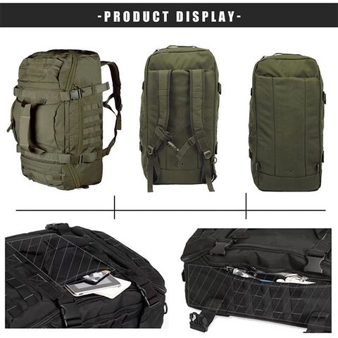 Tactical Duffel Bag Waterproof Nylon Molle Sports Gym Travel Backpack Large Capacity For Outdoor Hiking Camping