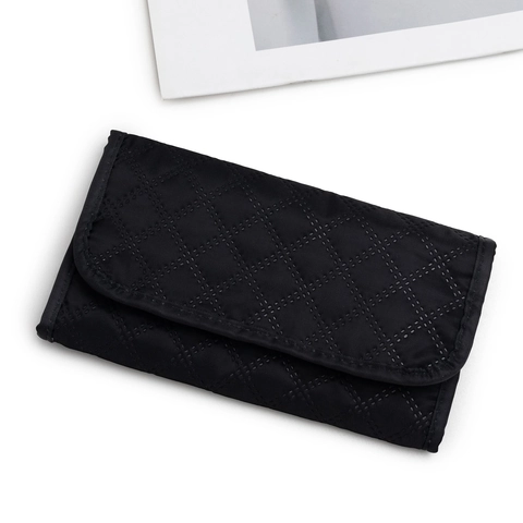 Tragbare Faltbare Schmuck-Aufbewahrungstasche Reise-Rollkoffer Für Ringe Ohrringe Halsketten Gestepptes Polyester Satinfutter Organizer Geschenk
