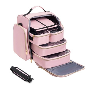 Reise Kulturtasche Mit Großer Kapazität Abnehmbaren Aufbewahrungsboxen Und Schmuck Organizer Rolle Wasserdicht Mehrschichtig Kosmetikkoffer Rosa