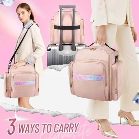 Reise Kulturtasche Mit Großer Kapazität Abnehmbaren Aufbewahrungsboxen Und Schmuck Organizer Rolle Wasserdicht Mehrschichtig Kosmetikkoffer Rosa
