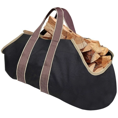 Bolsa Portadora De Leña Lona Resistente Impermeable Bolsa Para Madera De Chimenea Asas Reforzadas Gran Capacidad Portátil Camping Exterior