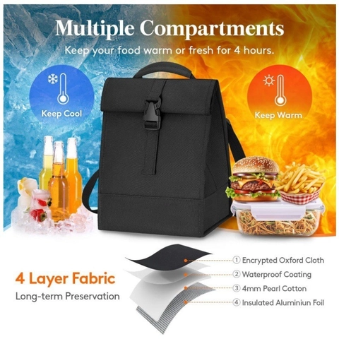 Borsa Pranzo Isolata Tessuto Oxford Impermeabile Foglio Alluminio Borsa Termica Portatile Borsa A Mano Tracolla Ufficio Picnic