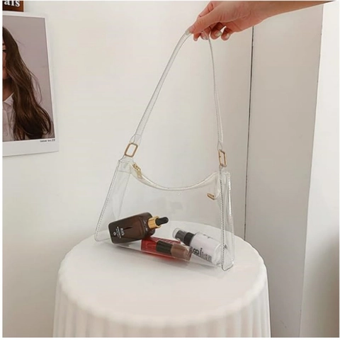 Klare PVC Gelee Unterarmtasche Für Damen Trendy Minimalistisch Wasserdichte Schultertasche Transparente Candy Baguette Tasche