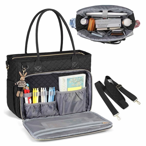 Borsa Tote Per Laptop In Nylon Trapuntato Grande Capacità Ufficio Viaggio Valigetta Professionale Per Insegnanti Infermieri Donne