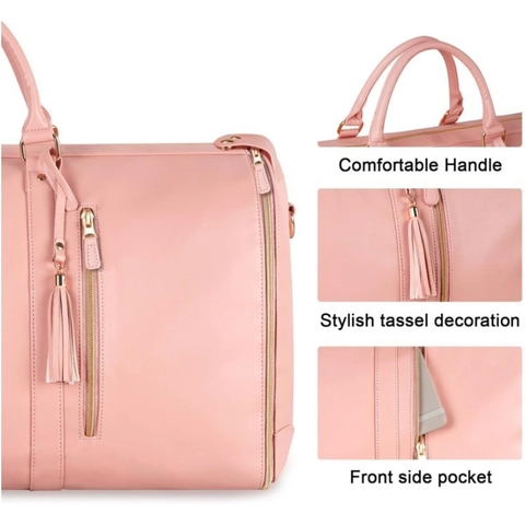 Faltbare Reisetasche Mit Rollen PU-Leder Kleidersack Für Damen Wochenendreisetasche Mit Anzugträger-Funktion