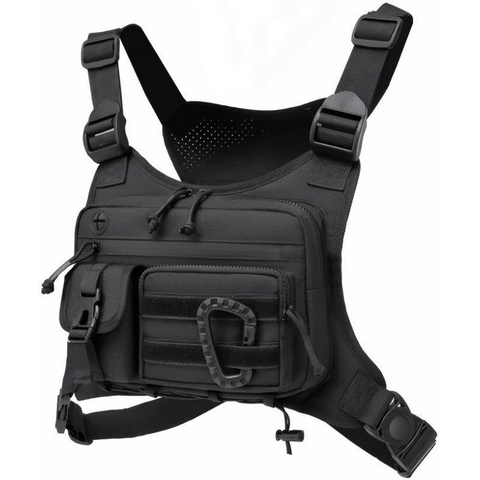 Bolso de Pecho Táctico de Nailon Duradero Impermeable Sistema Molle Multibolsillos para Senderismo Correr Bolso Deportivo Unisex