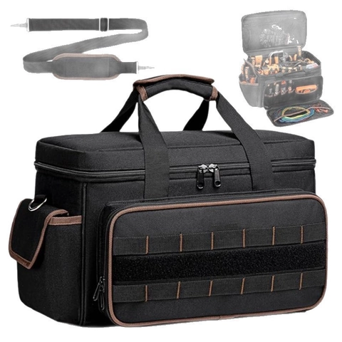 Borsa Per Attrezzi Pesanti Tasche Multiple Apertura Ampia Tela Resistente All'Usura Organizer Con Tracolla Regolabile