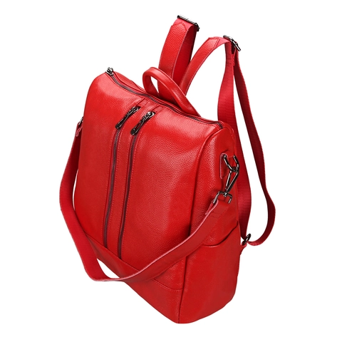 Sac à Dos en Cuir Véritable pour Femmes Grain de Litchi Multifonctionnel Sac à Bandoulière Sac à Main Voyage Daypack