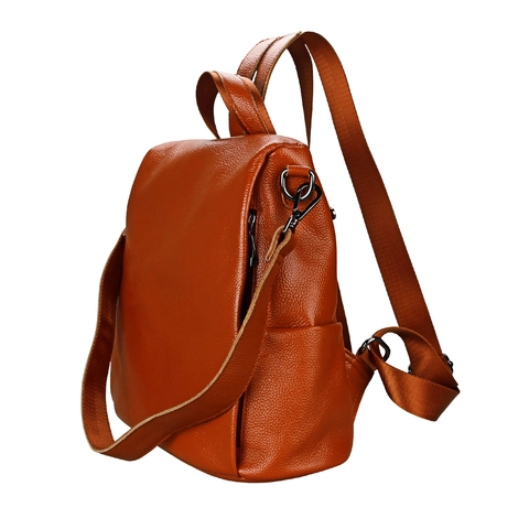 Damen Rucksack Echtes Leder Erste Schicht Rindsleder Lychee-Narbung Schultertasche Casual Mode Großer Reisemodell Für Damen
