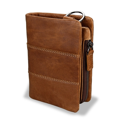 Herren Vintage Echtleder Geldbörse Erste Schicht Rindsleder RFID-Blockierung Kurz Trifold Portemonnaie Mit Reißverschluss Münzfach