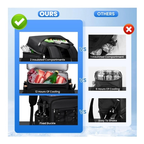 Waterproof Oxford Cloth Cooler Backpack Insulated Thermal Double Deck Leakproof Backpack For Outdoor Travel Picnic