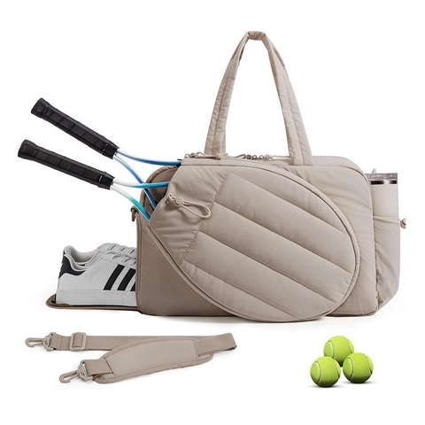 Bolsa de Tenis de Taslon Acolchada para Mujer para Raqueta de Pickleball Con Compartimento para Zapatos Bolsa de Gimnasia de Gran Capacidad
