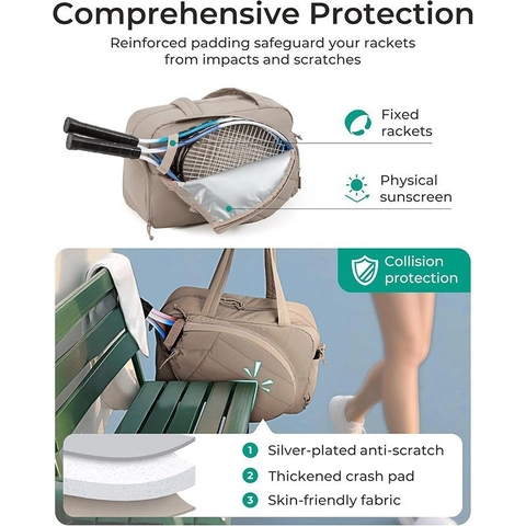 Bolsa de Tenis de Taslon Acolchada para Mujer para Raqueta de Pickleball Con Compartimento para Zapatos Bolsa de Gimnasia de Gran Capacidad
