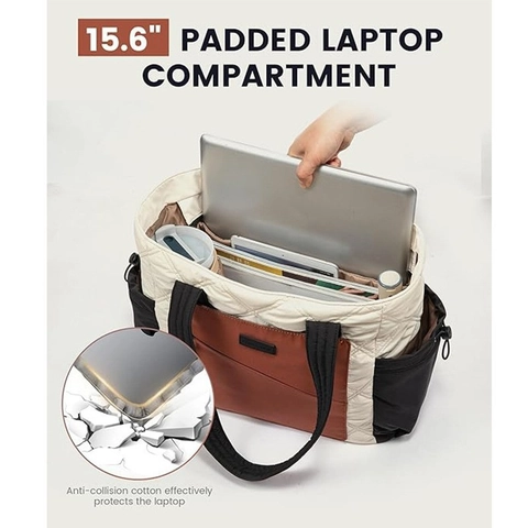 Borsa Tote Trapuntata Grande Capacità Impermeabile Patchwork Borsa A Mano Scomparto Laptop Leggera Viaggio Donna