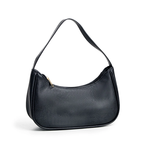 Borsa A Spalla Sottobraccio Donna Pelle PU Motivo Litchi Mezzaluna Hobo Borsa A Mano Urbano Semplice Chiusura Lampo Piccola Clutch