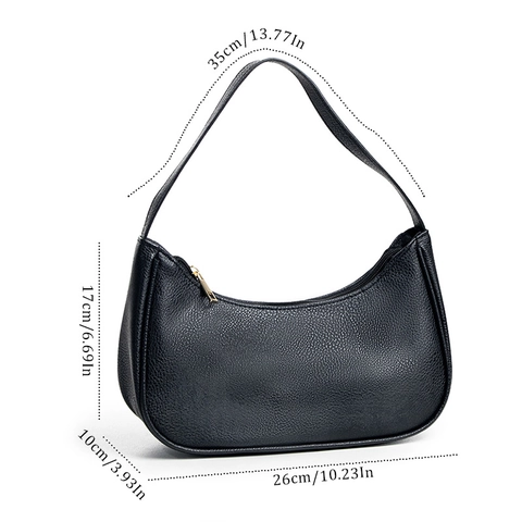 Borsa A Spalla Sottobraccio Donna Pelle PU Motivo Litchi Mezzaluna Hobo Borsa A Mano Urbano Semplice Chiusura Lampo Piccola Clutch