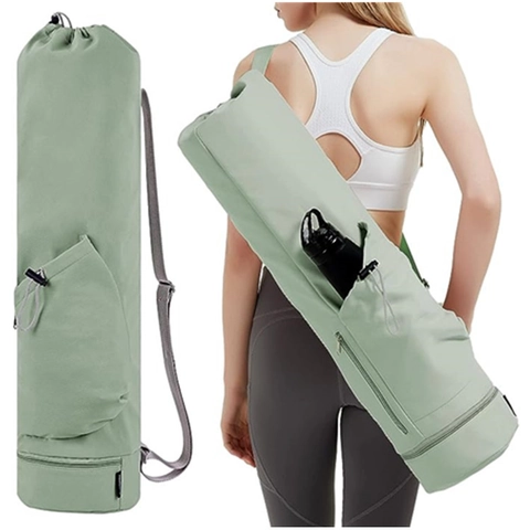 Multifunctional Waterproof Polyester Yoga Mat Bag With Water Bottle Pocket And Bottom Wet Compartment For Fitness Training