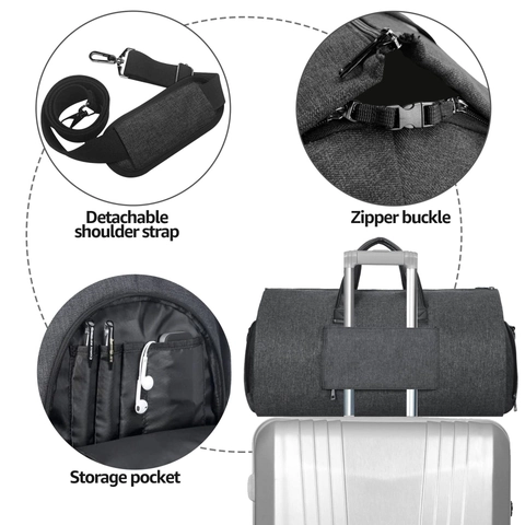 Multifunctional Travel Garment Bag Convertible Suit Travel Duffel Bag Waterproof PU Leather Weekender Bag For Men Women