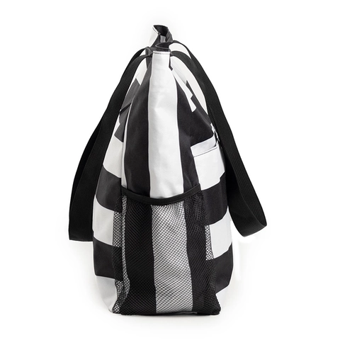 Grand Sac De Plage Rayé Imperméable Résistant Au Sable Polyester Pliable Sac À Main Multi Poches Voyage Vacances Shopping