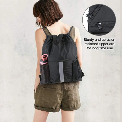 Große Kapazität Sport Turnbeutel Mit Schuhfach Reflektorstreifen Wasserdicht Nylon Gym Tasche Für Damen Herren