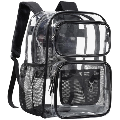 Zaino Trasparente PVC Resistente Impermeabile Borsa Scuola Chiara Per Università Lavoro Controllo Sicurezza Viaggio Unisex