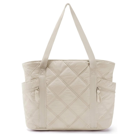 Gesteppte Puffer Tragetasche Wasserdichte Nylon Handtasche Mit Großer Kapazität Und Laptopfach Für Damen Reisen Arbeit