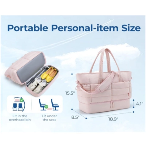 Large Travel Duffel Bag Waterproof Multifunctional Overnight Weekender Quilted Tote Luggage Bag For Women Men Casual Travel