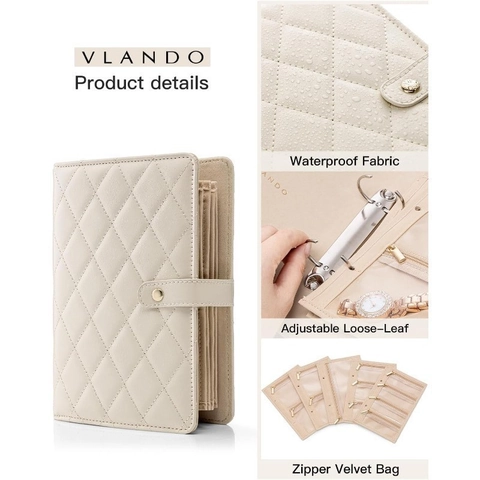 Portable PU Leather Jewelry Storage Book Large Capacity Quilted Jewelry Organizer For Earring Necklace Bracelet Ring Travel Travel Jewelry Case