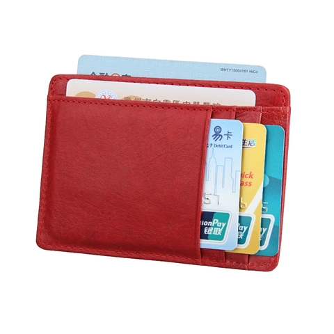 Porte-cartes Minimaliste en Cuir Véritable avec Protection RFID pour Hommes Femmes Étui à Cartes de Crédit Vintage en Cuir de Vachette Emplacements Multiples Fenêtre ID Portefeuille